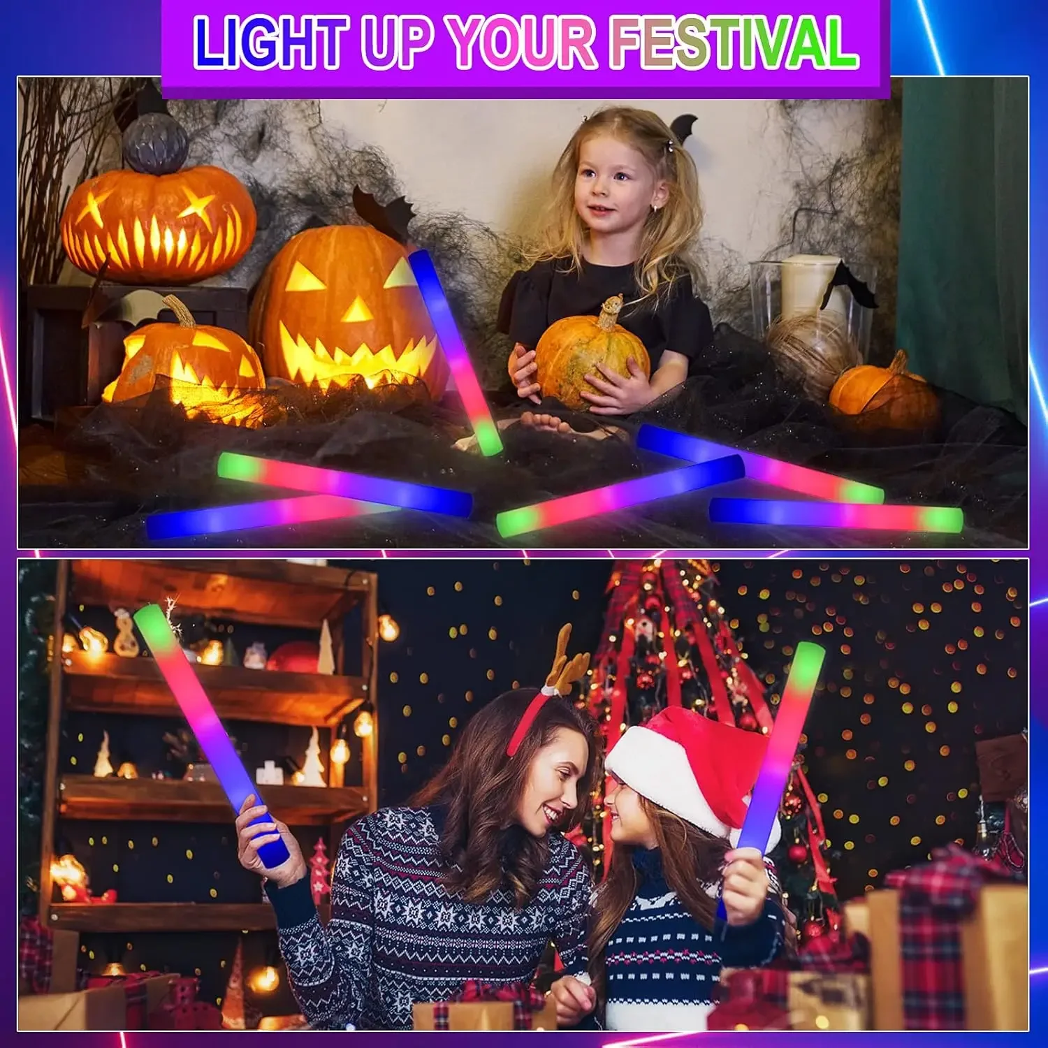 3Z-50PCS Led Foam Glow Sticks  - Flashing Led Foam Sticks Party 评论和价格